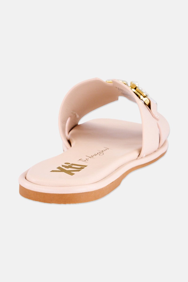 Xti Women Brand logo Slip On Flats, Beige - Image 4