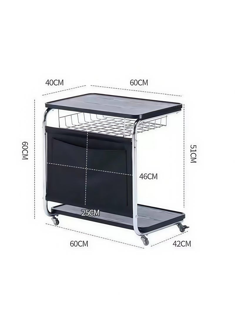 Generic C Shaped End Table Multifunctional Side Table with Storage and Lockable Wheels Sofa Table for Living Room Bedroom Office Bathroom  - Image 2