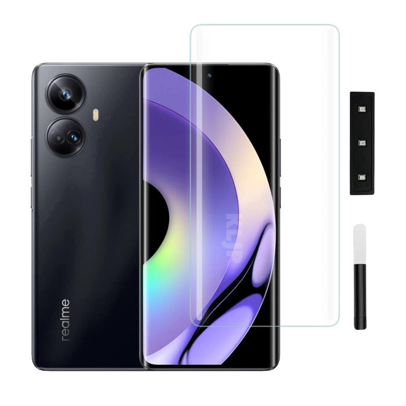 KLJP حماية شاشة زجاجية مقواة HD+ UV متوافقة مع Realme 10 Pro Plus (عبوة من 1) لاصقة كاملة UV صديقة للحالات وضوح HD+ - Image 1