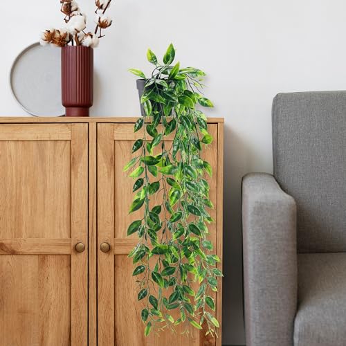 Der Rose 1Pcs Small Fake Hanging Plants Artificial Pea Pod Faux Hanging Plants Indoor for Home Room Shelf Bookshelf Decor - Image 2