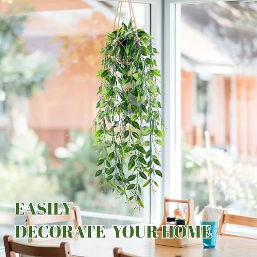 Der Rose 1Pcs Small Fake Hanging Plants Artificial Pea Pod Faux Hanging Plants Indoor for Home Room Shelf Bookshelf Decor - Image 5