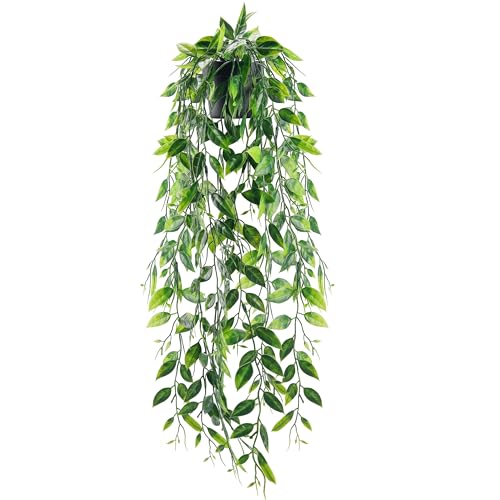 Der Rose 1Pcs Small Fake Hanging Plants Artificial Pea Pod Faux Hanging Plants Indoor for Home Room Shelf Bookshelf Decor - Image 1