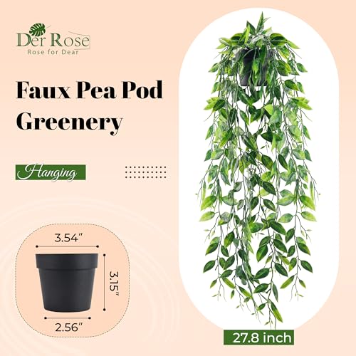 Der Rose 1Pcs Small Fake Hanging Plants Artificial Pea Pod Faux Hanging Plants Indoor for Home Room Shelf Bookshelf Decor - Image 3