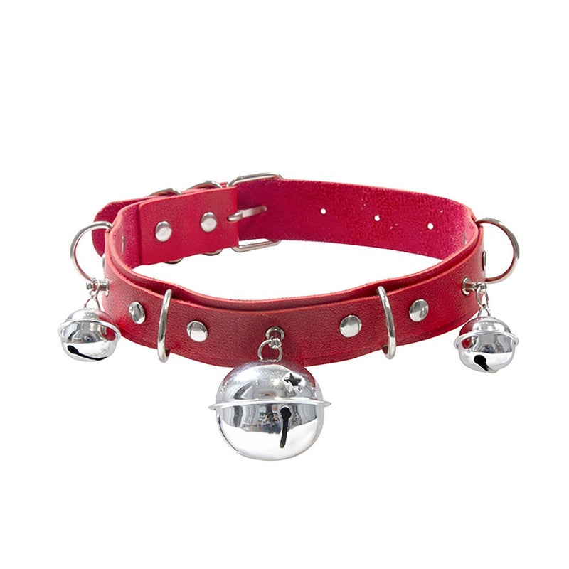 Jin Long Punk Style Extended Bell Collar Necklace Unisex Leather Choker Chain for Men and Women - Image 3