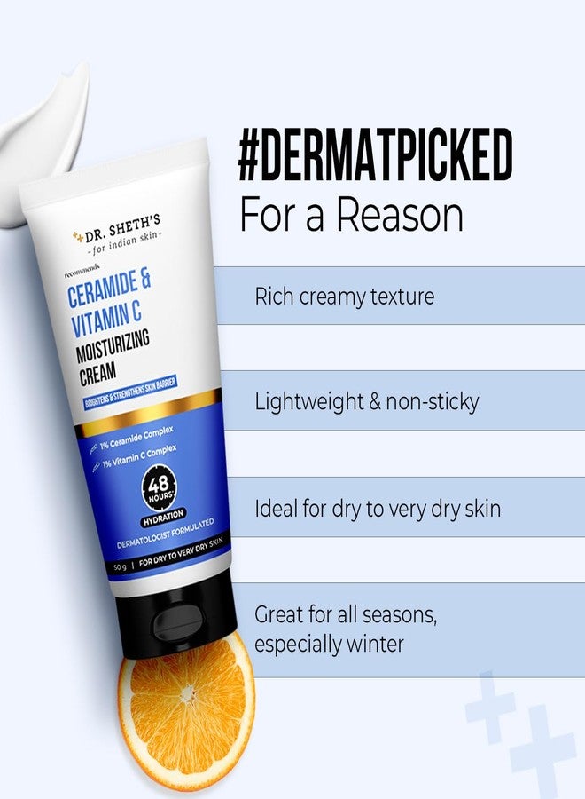 Dr. Sheth's Ceramide & Vitamin C Moisturizing Cream|For Dry To Very Dry Skin|Brightens & Strengthens Skin Barrier|48Hr Deep Hydration|Non Sticky|Biomimetic Ingredients|For Men & Women's |50G - Image 4