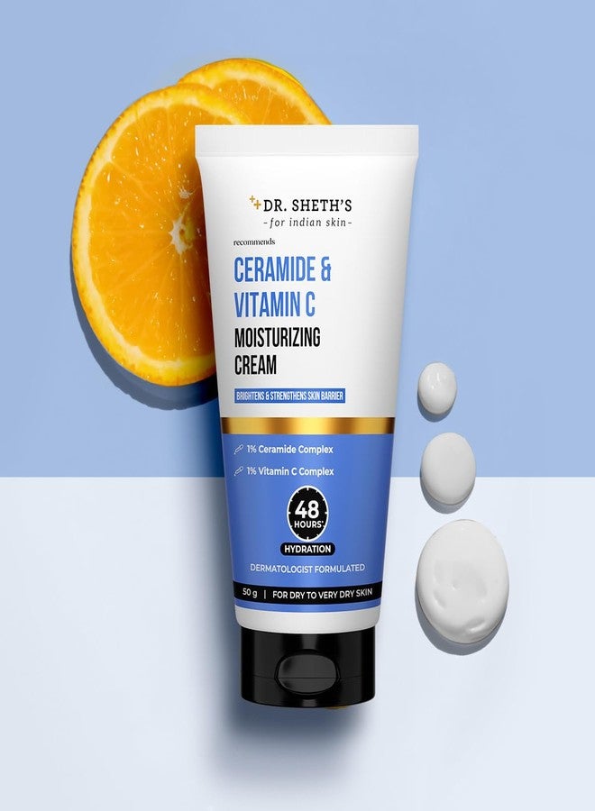 Dr. Sheth's Ceramide & Vitamin C Moisturizing Cream|For Dry To Very Dry Skin|Brightens & Strengthens Skin Barrier|48Hr Deep Hydration|Non Sticky|Biomimetic Ingredients|For Men & Women's |50G - Image 2