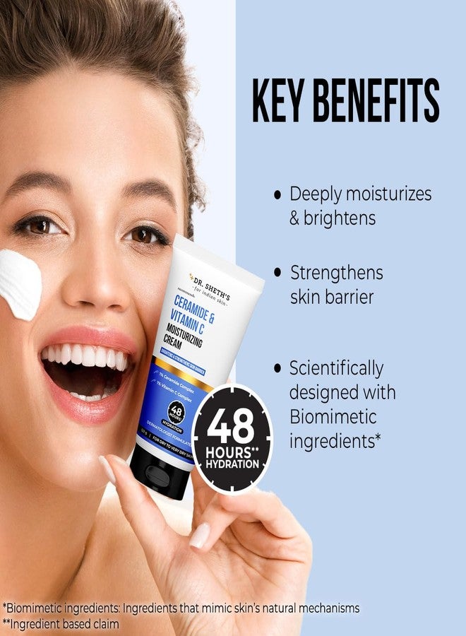 Dr. Sheth's Ceramide & Vitamin C Moisturizing Cream|For Dry To Very Dry Skin|Brightens & Strengthens Skin Barrier|48Hr Deep Hydration|Non Sticky|Biomimetic Ingredients|For Men & Women's |50G - Image 3