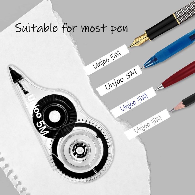 Unjoo Whiteout Correction Tape, Easy To Use Applicator for Instant Corrections Correct Wrong Writing At Any Time, For school, Office (12pack, 5M/196" x 0.2", Black) - Image 3