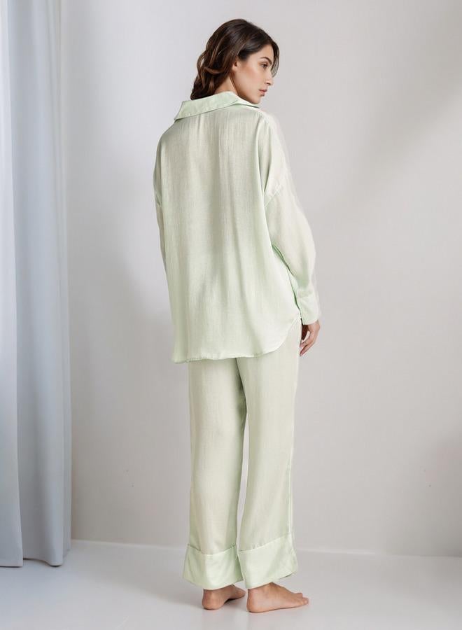 سبلاش فيڤ طقم بيجاما قميص بياقة وسروال بوليستر - Image 3