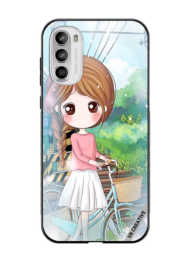 VR CREATIVE Protective Case Cover For Motorola Moto G82 Girl With Cycle Design Multicolour - Image 1