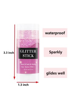 MEICOLY MEICOLY Pink Body Glitter Stick,Pink Face Glitter,Sparkly Hair Glitter,Singer Concerts Lover Heart Chunky Glitter,Pink Glitter Makeup,Mermaid Glitter Face Paint,Waterproof  - Image 2