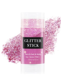 MEICOLY MEICOLY Pink Body Glitter Stick,Pink Face Glitter,Sparkly Hair Glitter,Singer Concerts Lover Heart Chunky Glitter,Pink Glitter Makeup,Mermaid Glitter Face Paint,Waterproof  - Image 1