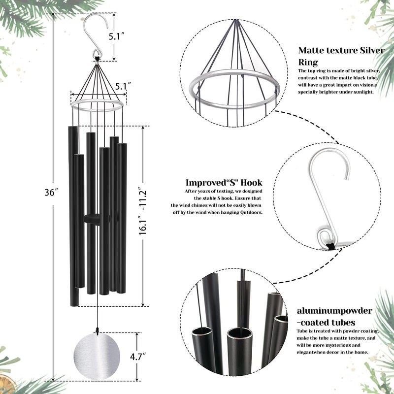 ASTARIN 36in Memorial Wind Chimes, Christmas Wind Chimes for Outdoors,Soothing Tone for Garden Hanging Decor Sympathy Gifts - Image 3