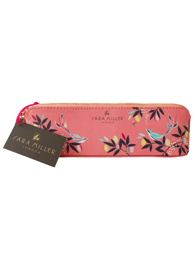 Sara Miller Slim Pencil Case Faux Leather with Floral Design