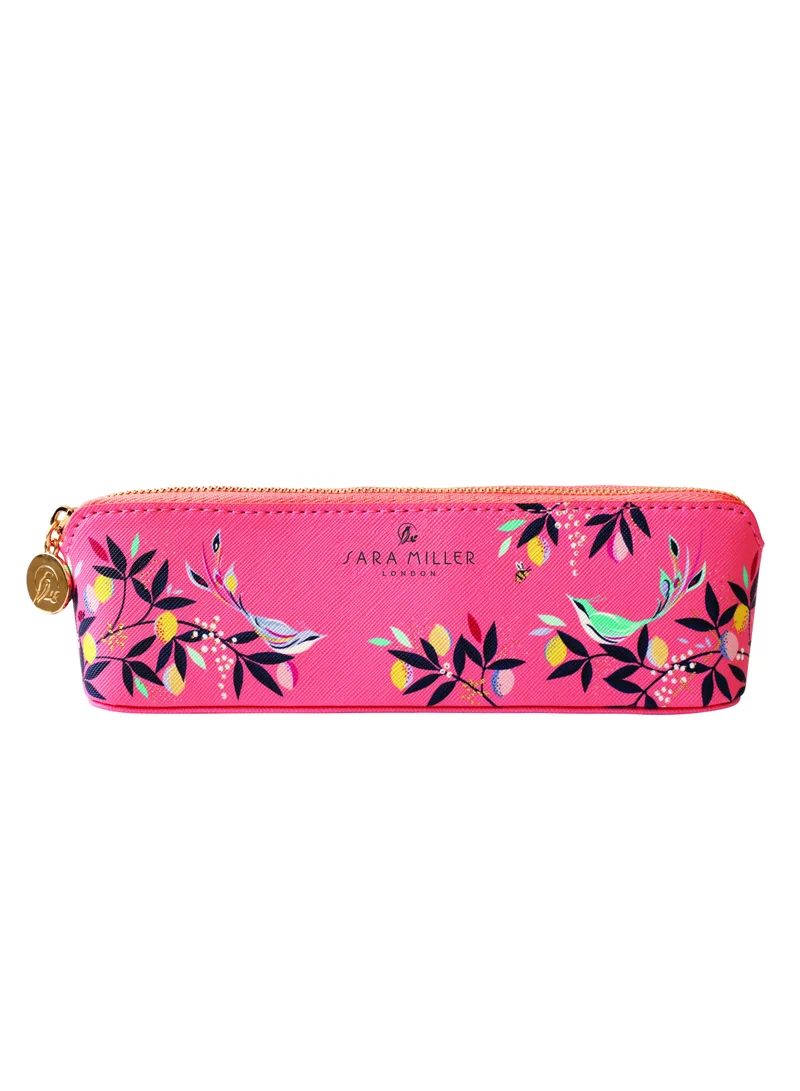 Sara Miller Slim Pencil Case Faux Leather with Floral Design
