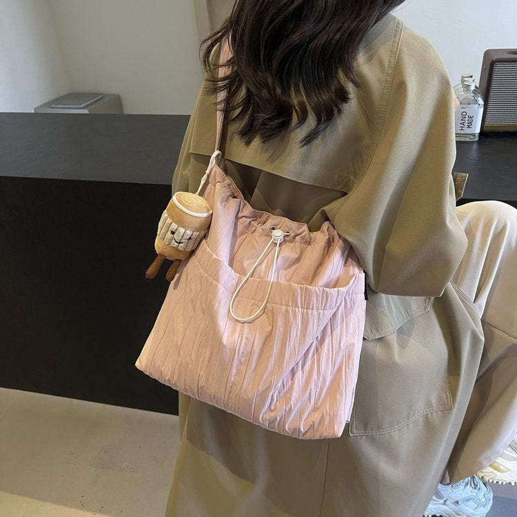 Women'S Casual Fashionable Large Capacity Shoulder Crossbody Bag Simple Solid Color Large Capacity Tote Bag - Image 4
