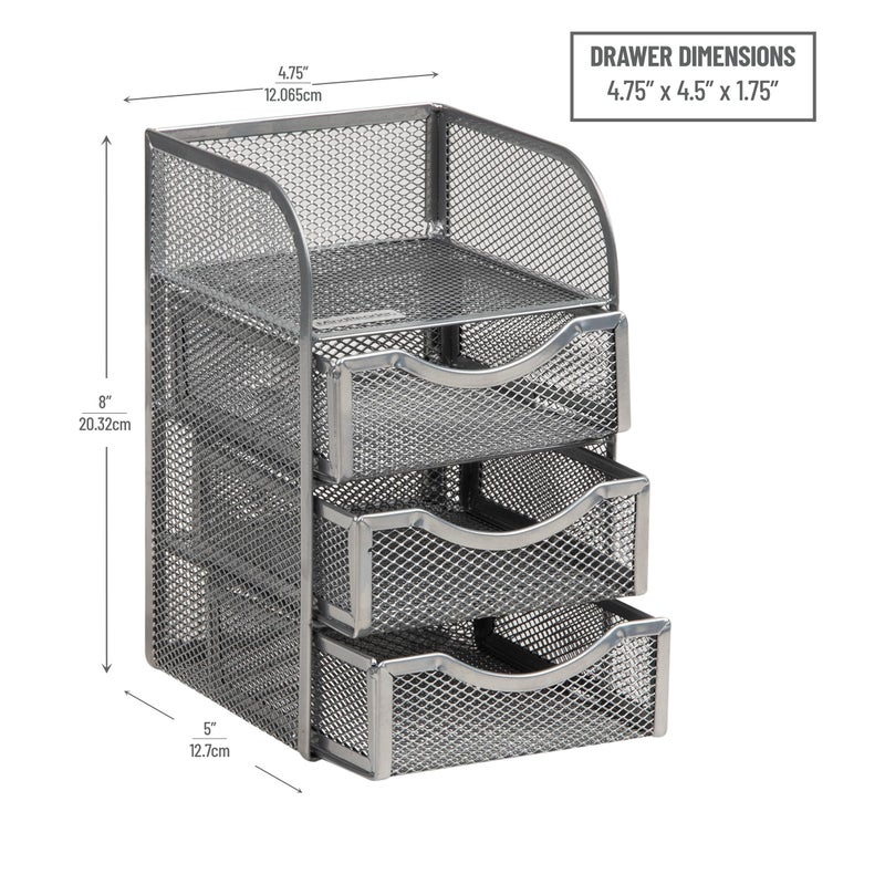 Mind Reader Desktop Accessory Storage, Paper Binder Clip Basket, Workspace, Office, Metal Mesh, 4.75"L x 5"W x 8"H, Silver - Image 3