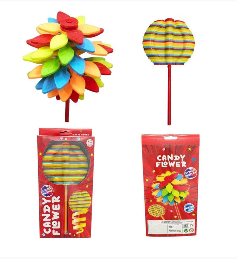 SHAKTISM Candy Flower and Candy Flume Lollipops, Spinning Lollipop Toy, Stress Relief Toy, Multicolour - 1Pc - Image 1