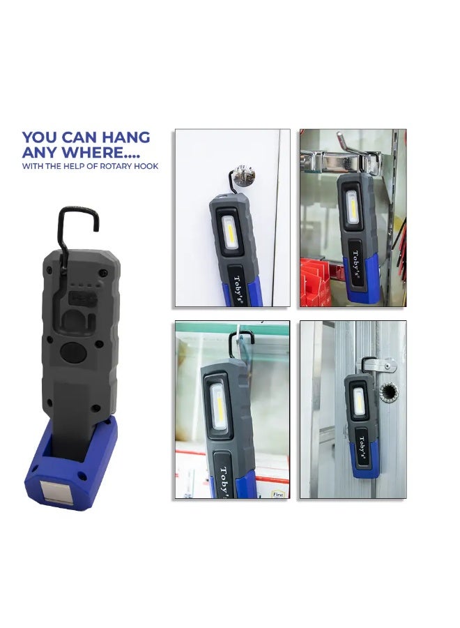 توبيز مصابيح فحص ورشة عمل LED COB/SMD الجديدة من Toby مع خطاف وحامل مغناطيسي، مصباح تخييم LED مزدوج الطاقة لورشة إصلاح السيارات والتخييم (CPL-T20)-CPL T20 - Image 5