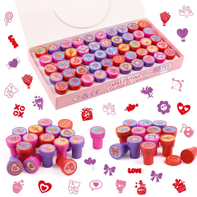 JOFONY 50pcs Valentine's Day Stampers,Self Inking Stamps Valentine's Day Classroom Exchange for Valentine Goody Bag Fillers - Image 4