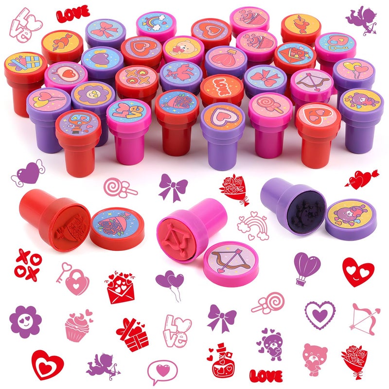 JOFONY 50pcs Valentine's Day Stampers,Self Inking Stamps Valentine's Day Classroom Exchange for Valentine Goody Bag Fillers - Image 1
