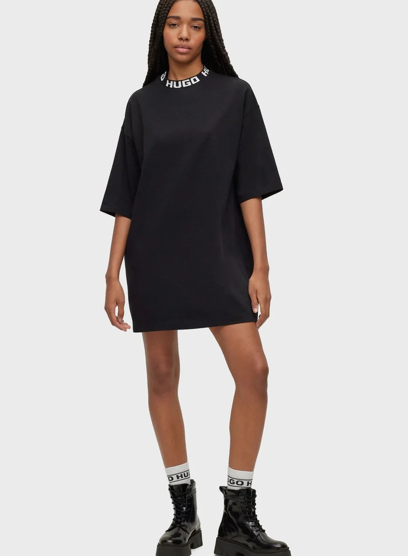 HUGO Crew Neck Logo T-Shirt Dress
