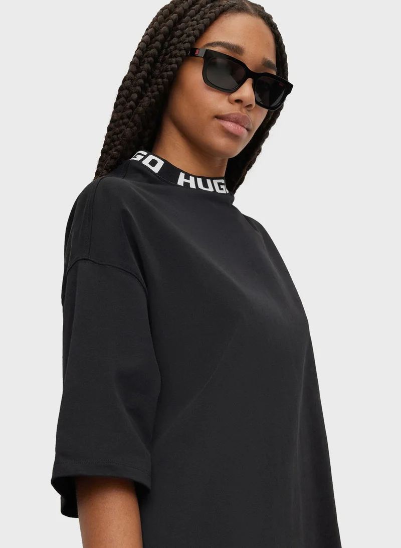 HUGO Crew Neck Logo T-Shirt Dress