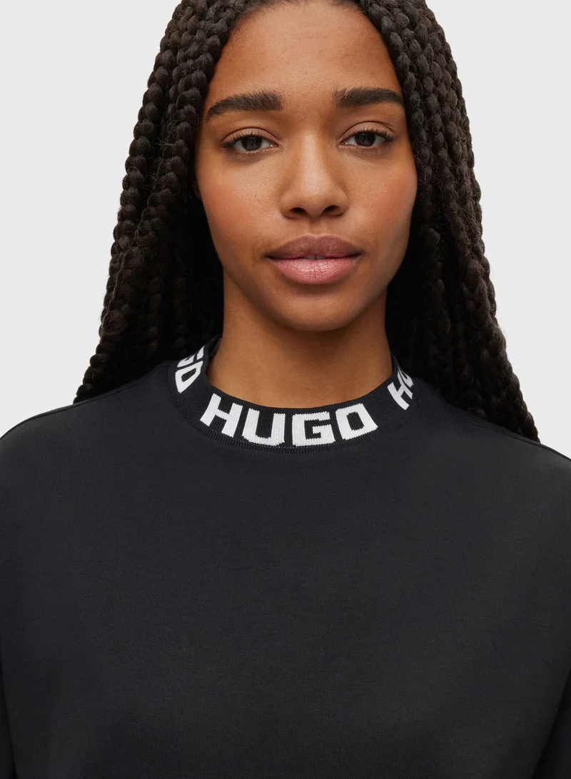 HUGO Crew Neck Logo T-Shirt Dress