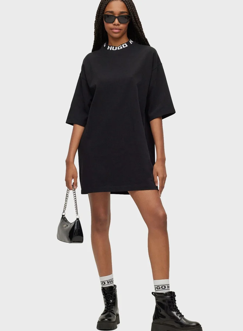 HUGO Crew Neck Logo T-Shirt Dress