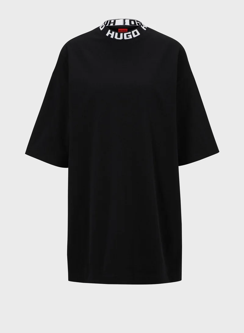HUGO Crew Neck Logo T-Shirt Dress