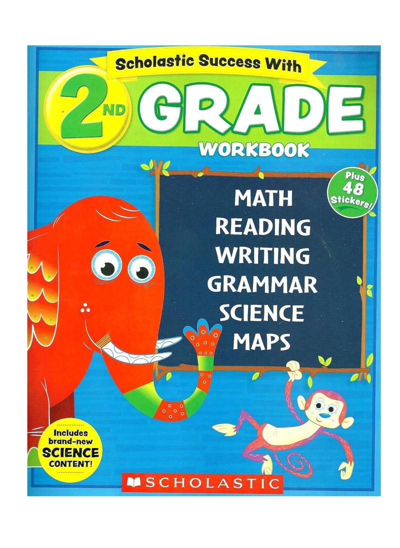 NEW 2018 Edition Scholastic 2nd Grade Workbook with Motivational Stickers – Paperback  - Image 1