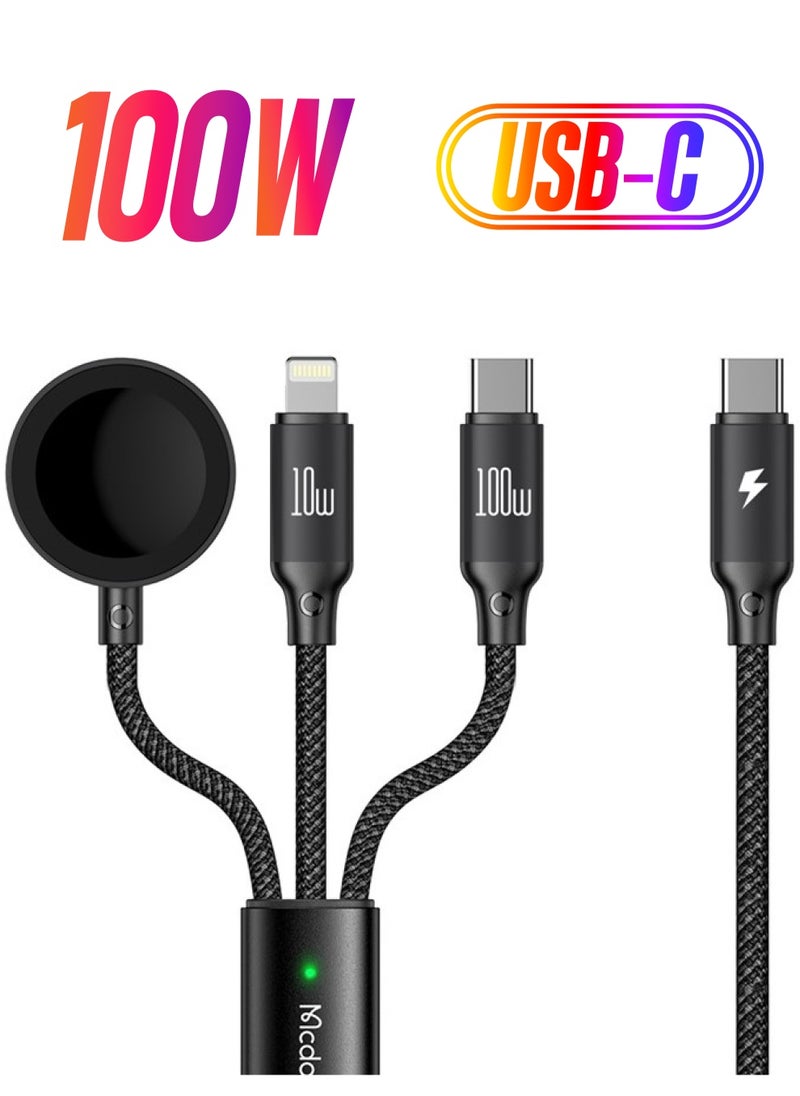 Mcdodo - 3-in-1 Charging Cable with 100W Wireless Charger for Apple Watch - Image 1