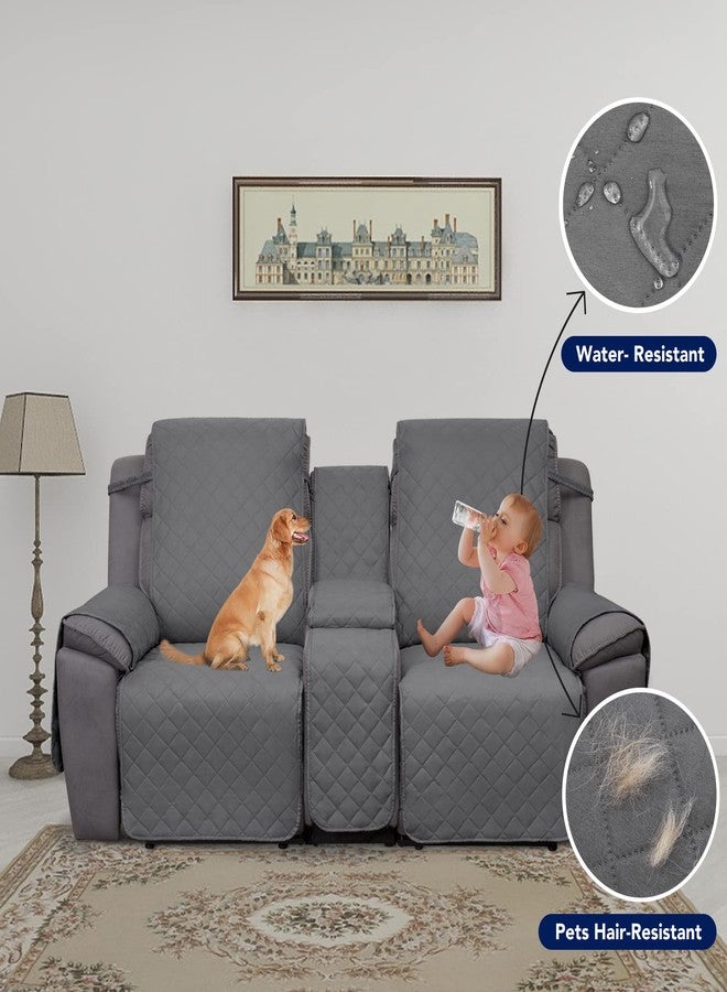 بيور فيت غطاء أريكة قابل للعكس ومقاوم للماء من PureFit، مناسب للأريكة المزدوجة مع وحدة تحكم - غطاء أريكة مقسم غير قابل للانزلاق، غطاء قابل للغسل قابل للإمالة لكرسي استرخاء بمقعدين (مقعدين، رمادي/رمادي فاتح) - Image 3