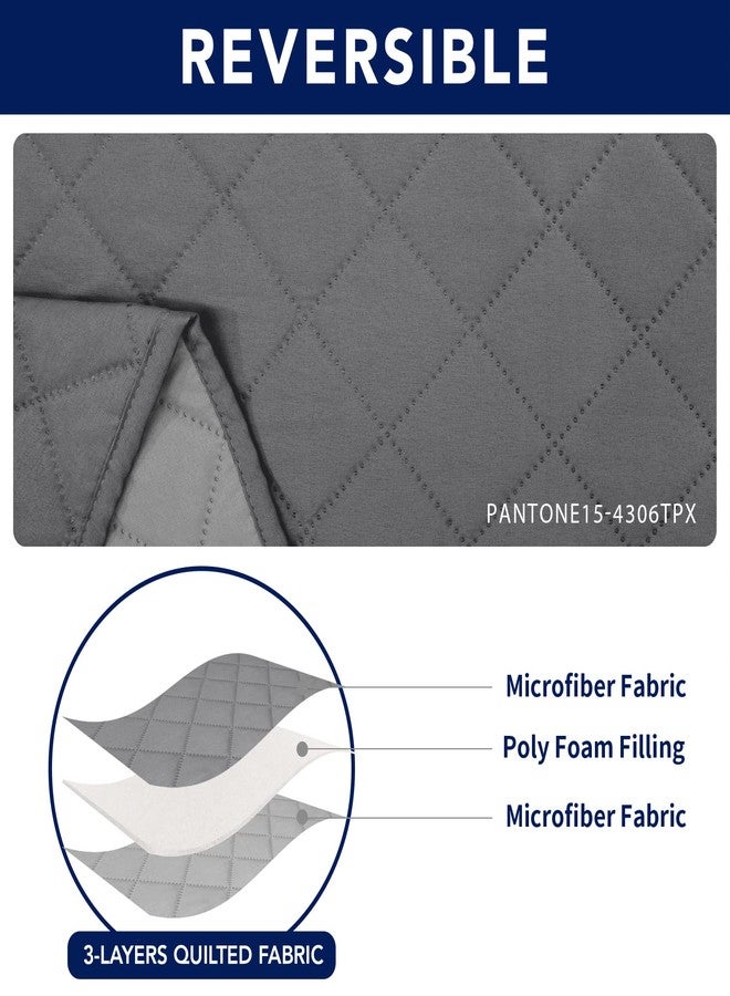 بيور فيت غطاء أريكة قابل للعكس ومقاوم للماء من PureFit، مناسب للأريكة المزدوجة مع وحدة تحكم - غطاء أريكة مقسم غير قابل للانزلاق، غطاء قابل للغسل قابل للإمالة لكرسي استرخاء بمقعدين (مقعدين، رمادي/رمادي فاتح) - Image 5