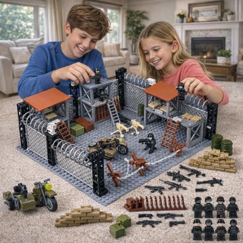 ELEFOCUS WW2 Military Base Building Set Custom Miniguns SWAT Gear and Army Weapons PackWitch 10 Soldier Figures - Image 5