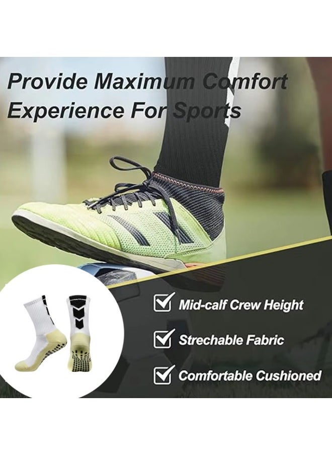 Generic - 3 Pairs Soccer Socks Grip Pads Non Slip Football Athletic Sports Crew Socks, Youth Boys and Men's Athletic Socks for Baseball Basketball Hockey Rugby - Image 1
