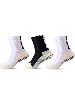 Generic 3 Pairs Soccer Socks Grip Pads Non Slip Football Athletic Sports Crew Socks, Youth Boys and Men's Athletic Socks for Baseball Basketball Hockey Rugby  - Image 1