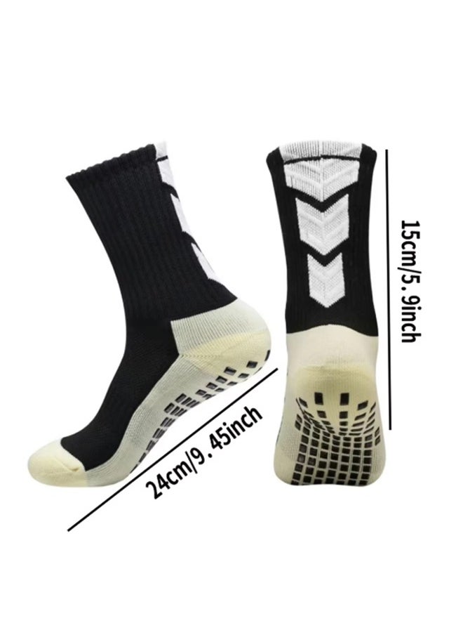 Generic - 3 Pairs Soccer Socks Grip Pads Non Slip Football Athletic Sports Crew Socks, Youth Boys and Men's Athletic Socks for Baseball Basketball Hockey Rugby - Image 1
