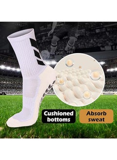Generic 3 Pairs Soccer Socks Grip Pads Non Slip Football Athletic Sports Crew Socks, Youth Boys and Men's Athletic Socks for Baseball Basketball Hockey Rugby  - Image 2
