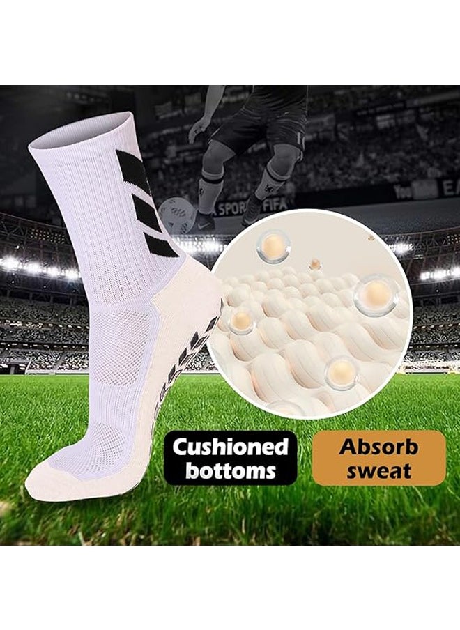 Generic - 3 Pairs Soccer Socks Grip Pads Non Slip Football Athletic Sports Crew Socks, Youth Boys and Men's Athletic Socks for Baseball Basketball Hockey Rugby - Image 1