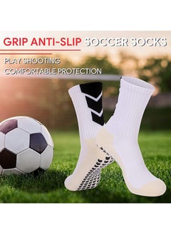 Generic 3 Pairs Soccer Socks Grip Pads Non Slip Football Athletic Sports Crew Socks, Youth Boys and Men's Athletic Socks for Baseball Basketball Hockey Rugby  - Image 3