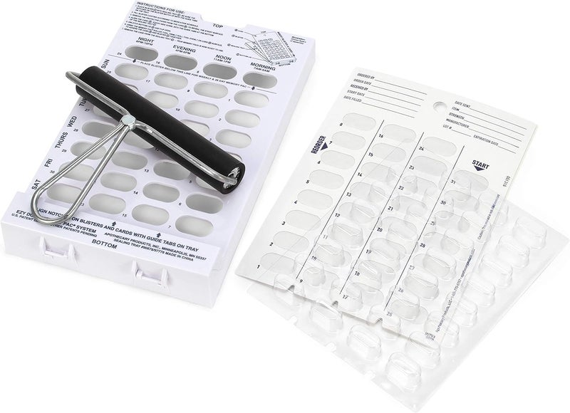 Ezy Dose Ezy Dose Disposable (31-Day) Pill, Medicine, Vitamin Organizer Box | Monthly Planner | Kit includes Cards, Tray, Blisters, Brayer 