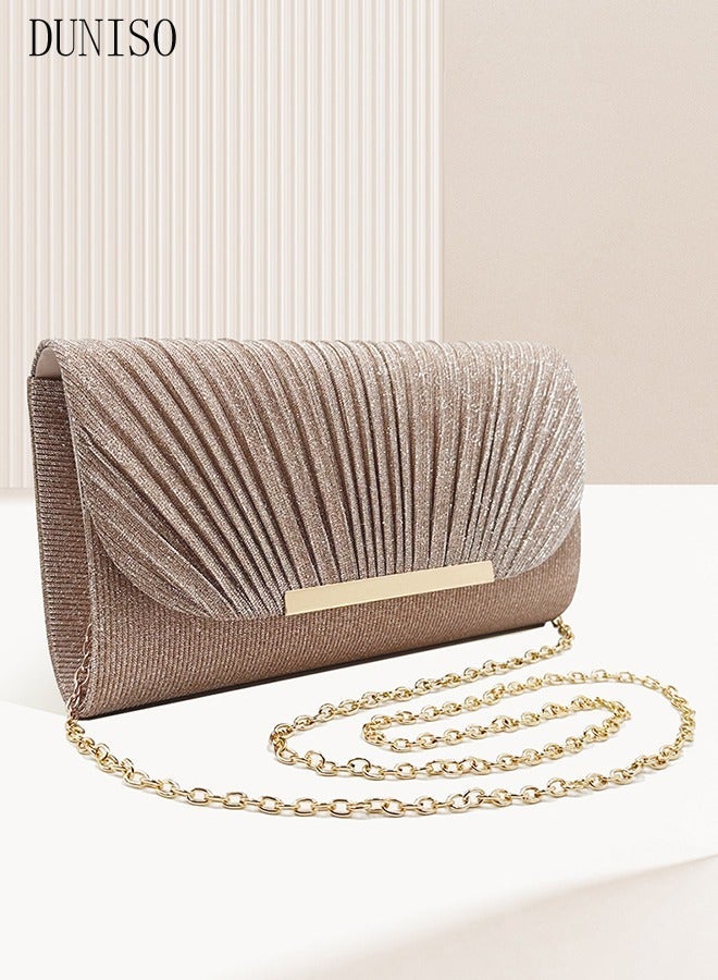DUNISO Women Shiny Glitter Evening Clutch Crossbody Bag Envelope Handbag Chain Purse for Wedding Formal Cocktail Party - Image 5