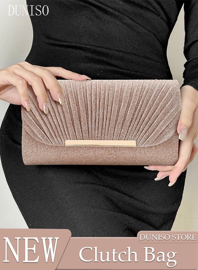 DUNISO Women Shiny Glitter Evening Clutch Crossbody Bag Envelope Handbag Chain Purse for Wedding Formal Cocktail Party - Image 1