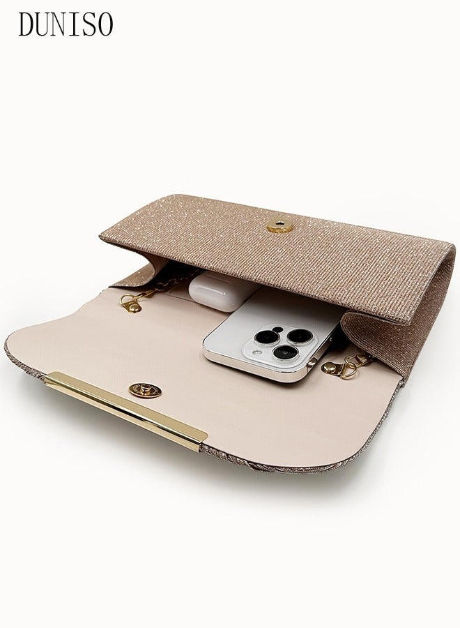 DUNISO Women Shiny Glitter Evening Clutch Crossbody Bag Envelope Handbag Chain Purse for Wedding Formal Cocktail Party - Image 4