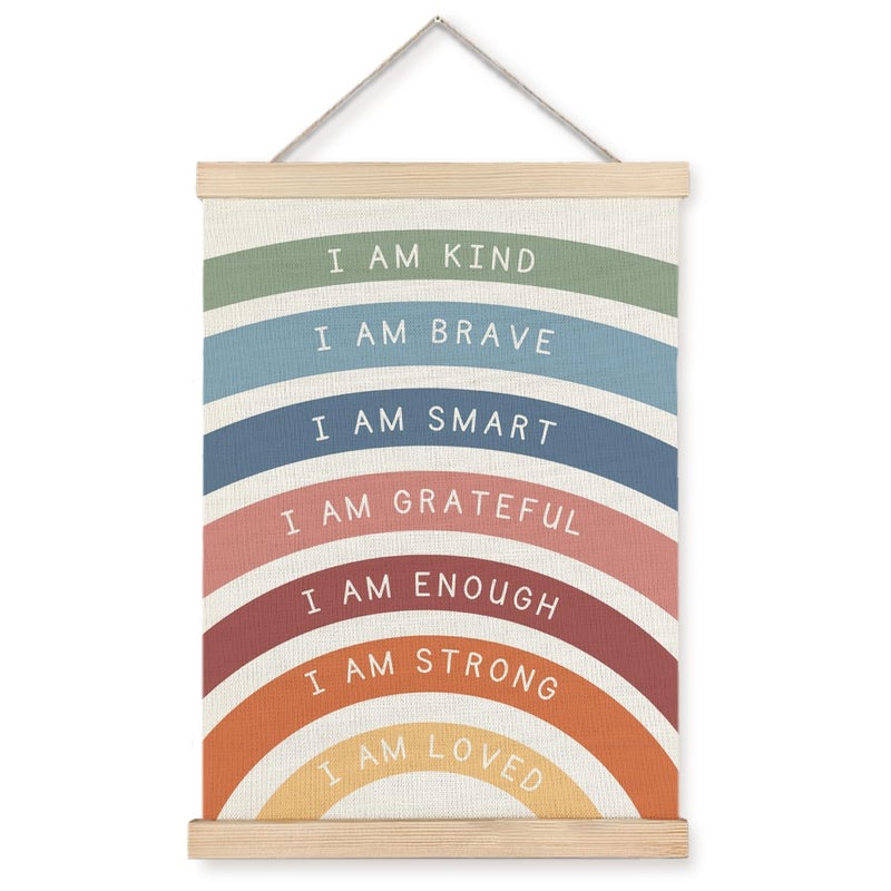 Supwhd Positive Affirmations Poster I am Kind Brave Wall Art Poster Boho Nursery Decor Boho Rainbow Wall Art Decor for Kids Room Classroom Nursery Playroom 12x16 - Image 2