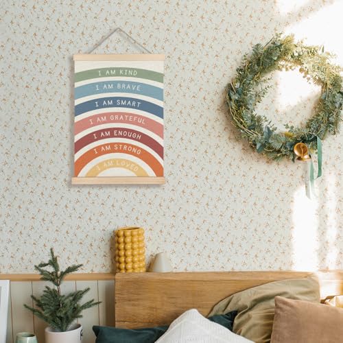 Supwhd Positive Affirmations Poster I am Kind Brave Wall Art Poster Boho Nursery Decor Boho Rainbow Wall Art Decor for Kids Room Classroom Nursery Playroom 12x16 - Image 3