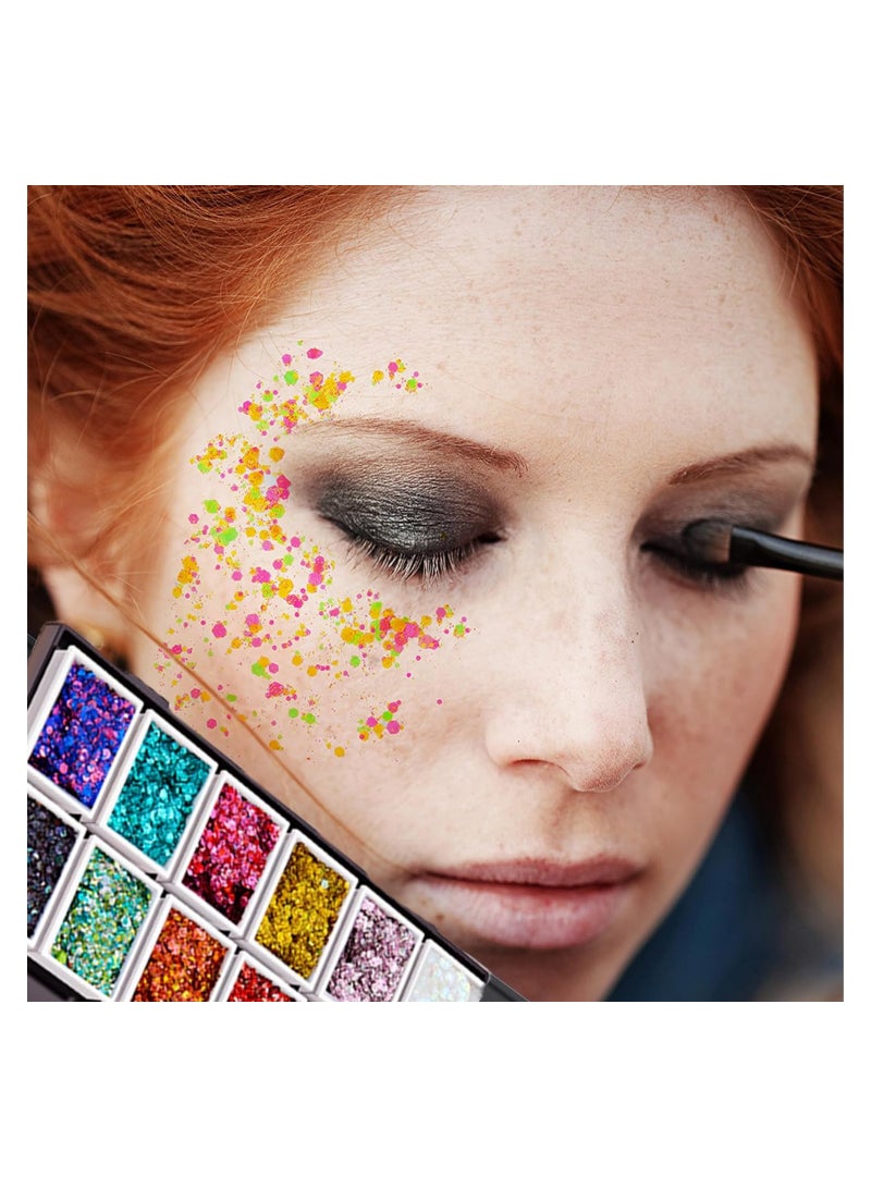 Generic Body Glitter Gel, 12PCS Face Glitters Body Gel Sequins Shimmer Liquid Eyeshadow, Mermaid Sequins Liquid Holographic Glitter Gel, Chunky Glitter for Face Hair Stage Makeup Body Painted Eye Shadow - Image 4