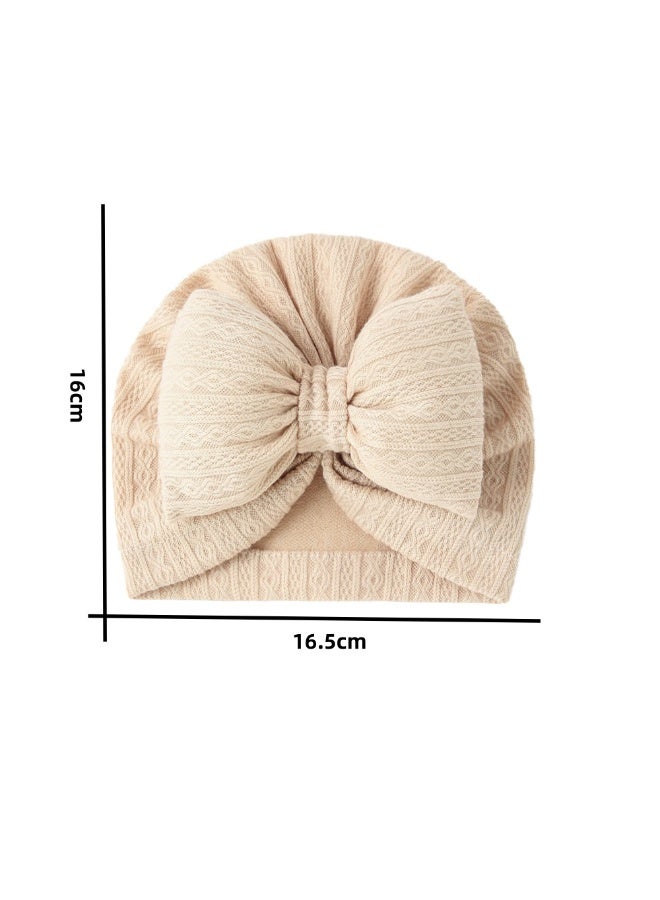 Baby Windproof Tire Hat Solid Color Wheat Ear Pattern Bow Bat Cap 0-2 Years Old - Image 2