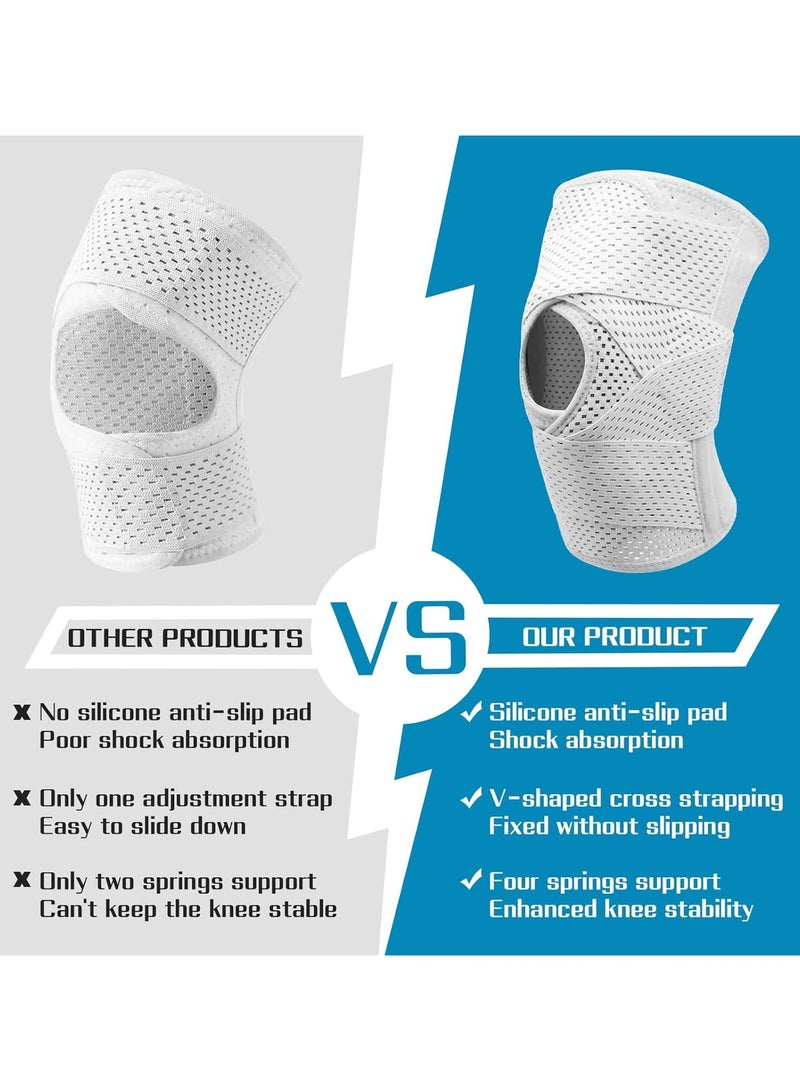 عام **داعم ركبة مضاد للانزلاق لتخفيف آلام الركبة، دعامة ركبة مع مثبت جانبي وفتحة للرضفة، سوار ضغط قابل للتعديل للركبة، دعامة ركبة للنساء والرجال أثناء التمارين الرياضية مع تمزقات الغضروف الهلالي** - Image 4